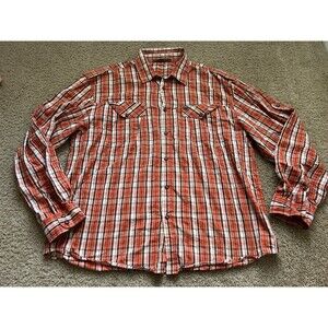 Blue Marithe Francois Girbaud Shirt Mens XXL Orange Button Up Long Sleeve M+ FG